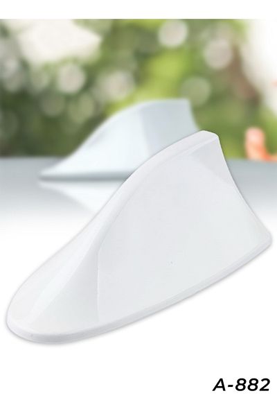 Generic Universal Car Shark Fin Antenna with Adhesive Base – White, 17x7cm, Decorative & Functional