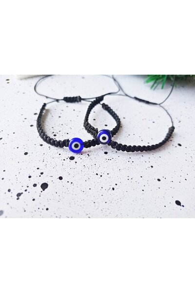 BAE ATOLYE Double Evil Eye Bead Black Macrame Bracelet