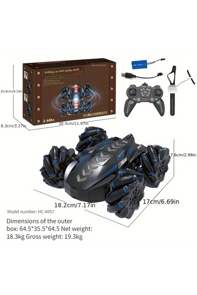 Generic 1:16 KIRMIZI Uzaktan Kumandalı Şarjlı Akrobat Araba Elle Algılayan Sürüş Arabası Sprey Duman Çıkara