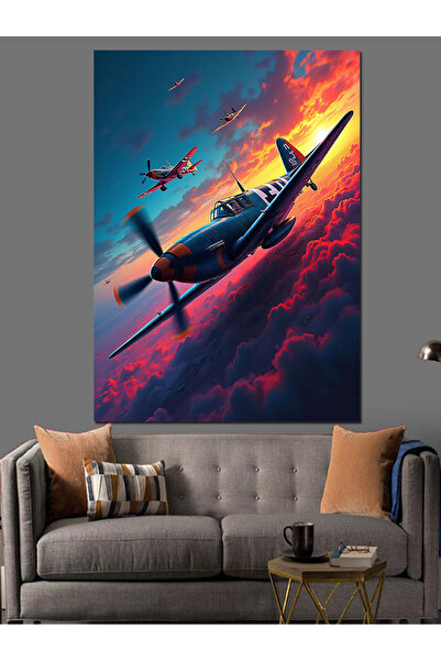 ekart Airplane in the Air Decorative Canvas - Mdf Wooden Painting