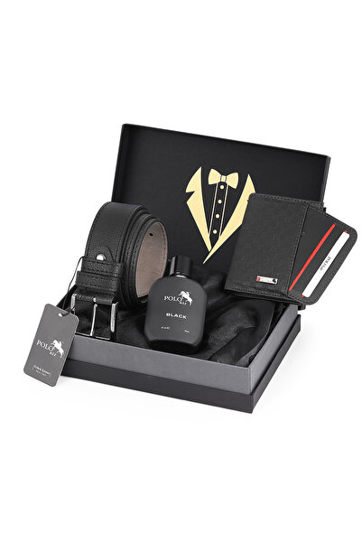 Poloair Erkek Damat Çeyiz Kravatlı Kutuda 4'lü Dama Şık Set: Kemer, Cüzdan, K...