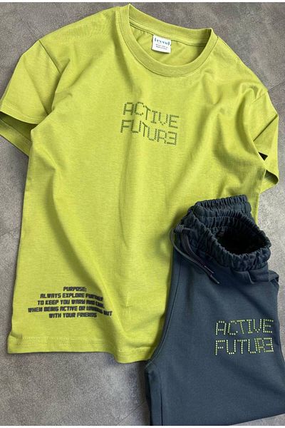 FYONCH Printed Boy's Pocket Shorts Set