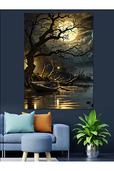 ekart Gecede Bataklık Dekoratif Kanvas - Mdf Ahşap Tablo