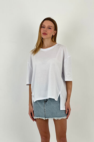 Miss Poem Απολαύστε κάθε στιγμή" Τυπωμένο λευκό μπλουζάκι Oversize