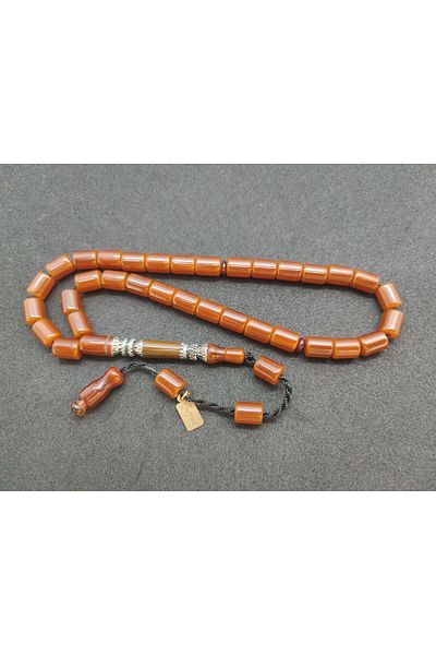 İskeçe Exclusive Zeyn Master Double Sanding Double Polish Hand Boy Silver Nakkaş Amber Certified 7512