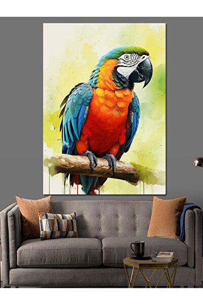 ekart Renkli Konuşan Papağan Dekoratif Kanvas - Mdf Ahşap Tablo