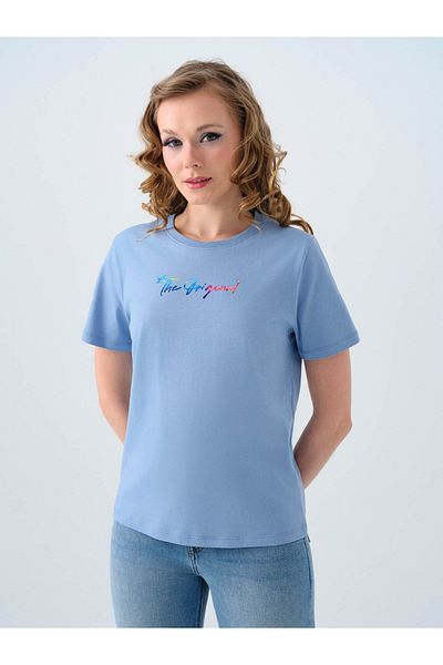 Loft Light Blue Women's T-Shirt Lf 2039154