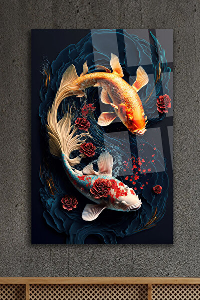 TAULART JAPANSKA RIBA NELOMIVO STAKLO STOL ULTRA ŽIVOPISNE BOJE POKLON ZA DOM...