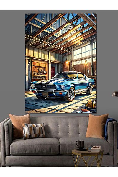 Tablomega Garage Cart Decorative Canvas - Mdf Wooden Table