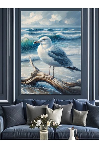 Tablomega Pânză decorativă Sea Seaside Seagull - Pictură din lemn MDF