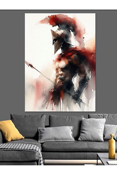 Tablomega Red Armored Warrior Decorative Canvas - Mdf Wooden Painting