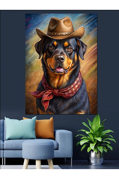 Tablomega Cowboy Dog Decorative Canvas - Mdf Wooden Painting