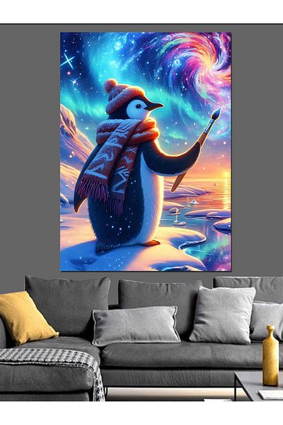 Tablomega Painter Penguin Decorative Canvas - Mdf Wooden Table