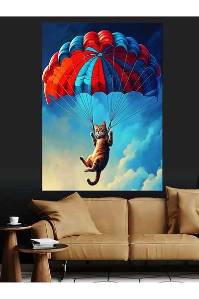 Tablomega Pânză decorativă Pisica Parachutistă - Lemn MDF