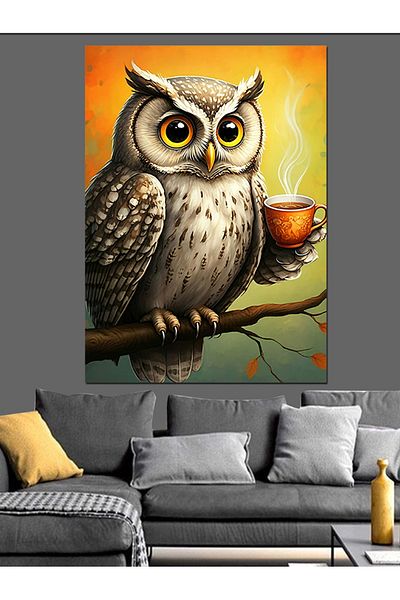 Tablomega Owl with Glasses Decorative Canvas - Mdf Wooden Painting