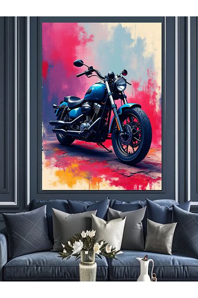 Tablomega Colorful Motorcycle Decorative Canvas - Mdf Wooden Painting