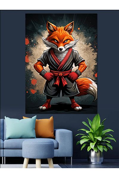 Tablomega Pânză decorativă Fox Fighter - Lemn MDF
