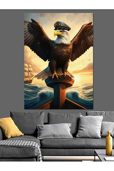 Tablomega Helmsman Eagle Decorative Canvas - Mdf Wooden Painting