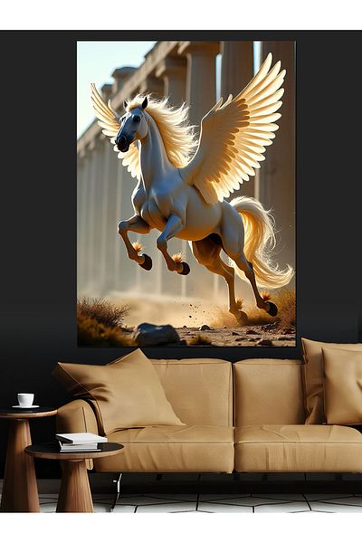 Tablomega White Winged Horse Decorative Canvas - Mdf Wooden Painting