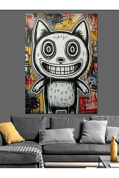 Tablomega Cartoon Cat Decorative Canvas - Mdf Wooden Painting