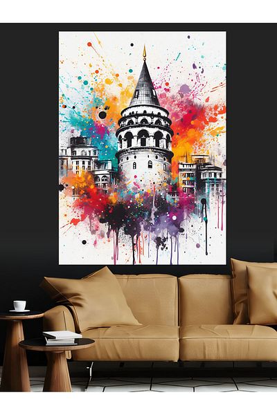 Tablomega Galata Tower Decorative Canvas - Mdf Wood Table
