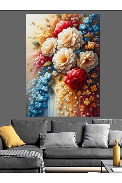 Tablomega Colorful Flower Bouquet Decorative Canvas - Mdf Wooden Painting