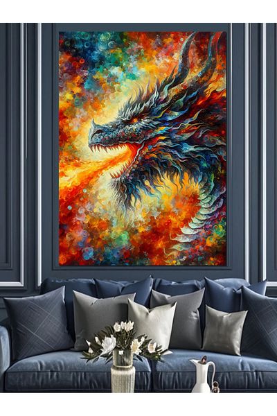 Tablomega Pânză decorativă Dragonul Focului - Lemn MDF