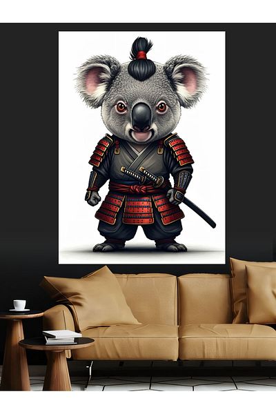 Tablomega Samurai Koala Decorative Canvas - Mdf Wooden Painting
