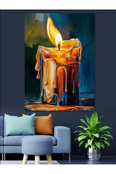 Tablomega Melting Candle Decorative Canvas - Mdf Wooden Table