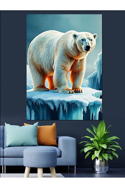 Tablomega Pânză decorativă Urs Polar de Gheață - Lemn MDF