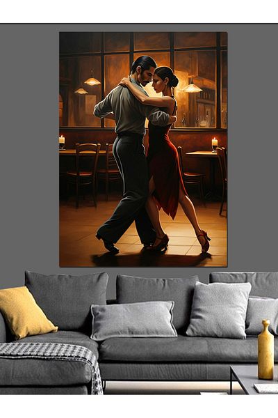 Tablomega Tangoing Couple Decorative Canvas - Mdf Wooden Table