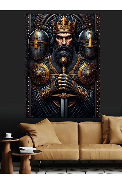Tablomega Armored Warrior Decorative Canvas - Mdf Wooden Painting