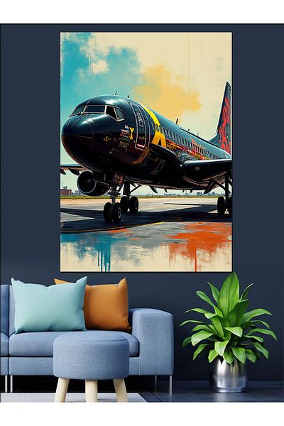 Tablomega Avion de decolare Pânză decorativă - Lemn MDF