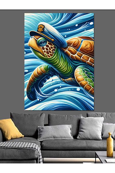 Tablomega Turtle in Water Decorative Canvas - Mdf Wooden Painting
