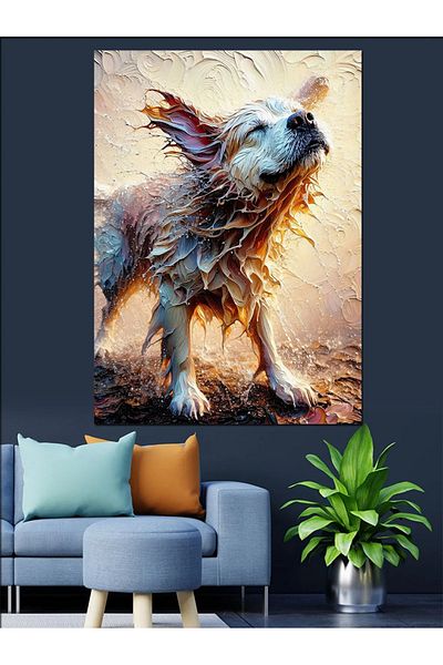 Tablomega Silkelenen Dog Decorative Canvas - Mdf Wooden Painting