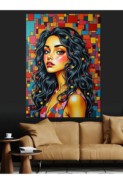 Tablomega Pictură Decorativă Portret Femeie Colorată - Lemn MDF