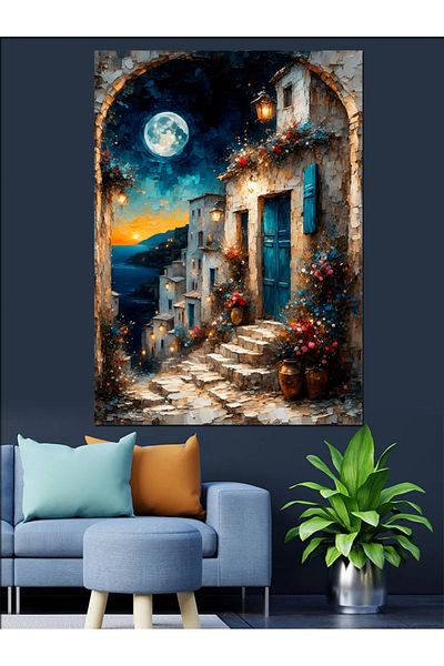 Tablomega Pânză decorativă Moonlight Street - Lemn MDF