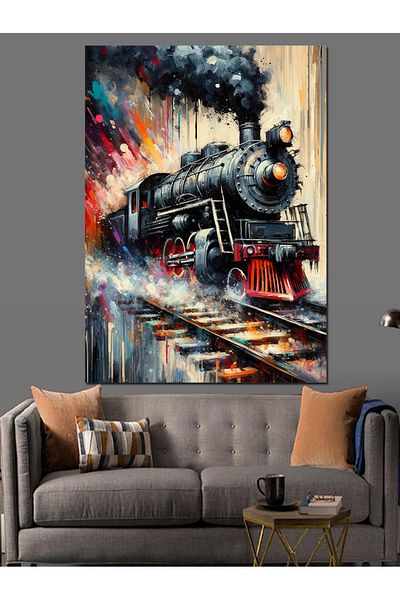 Tablomega Steam Train Decorative Canvas - Mdf Wooden Painting