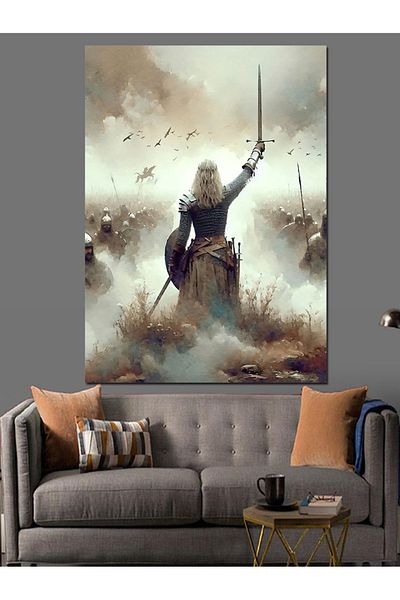 Tablomega Warrior and Sword Decorative Canvas - Mdf Wooden Painting