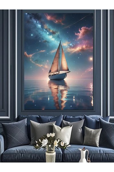 Tablomega Sailboat at Sea Decorative Canvas - Mdf Wood Table