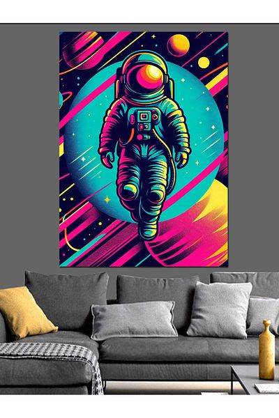 Tablomega Pânză Decorativă Neon Night Astronaut - Lemn MDF