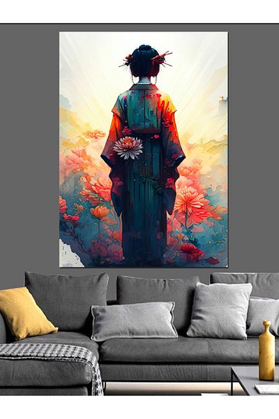 Tablomega Woman in Kimono Decorative Canvas - Mdf Wooden Painting