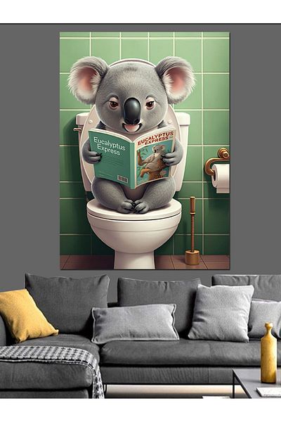 Tablomega Koala Reading Newspaper Decorative Canvas - Mdf Wooden Painting