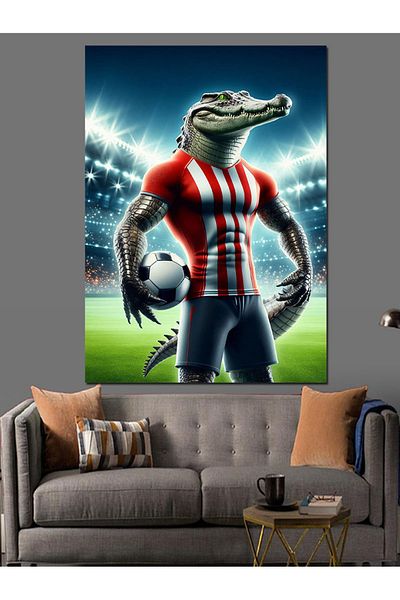 Tablomega Football Crocodile Decorative Canvas - Mdf Wooden Painting