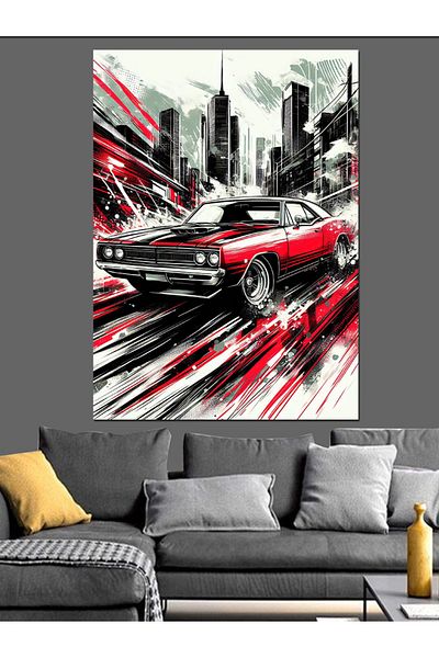 Tablomega Fast Classic Car Decorative Canvas - Mdf Wooden Painting
