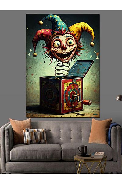 Tablomega Box Clown Decorative Canvas - Mdf Wooden Painting