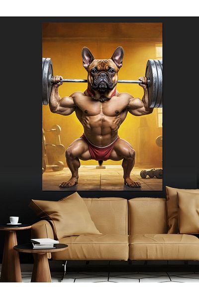Tablomega Bodybuilding Dog Decorative Canvas - Mdf Wooden Painting
