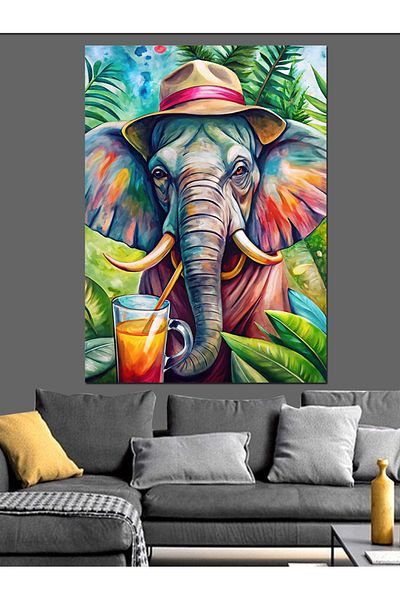 Tablomega Pânză decorativă elefant colorat - Lemn MDF