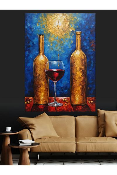 Tablomega Wine and Candle Light Decorative Canvas - Mdf Wooden Painting