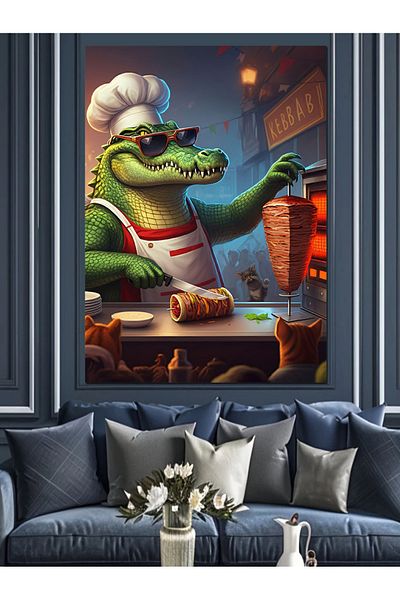 Tablomega Pânză Decorativă Chef Crocodil - Lemn MDF
